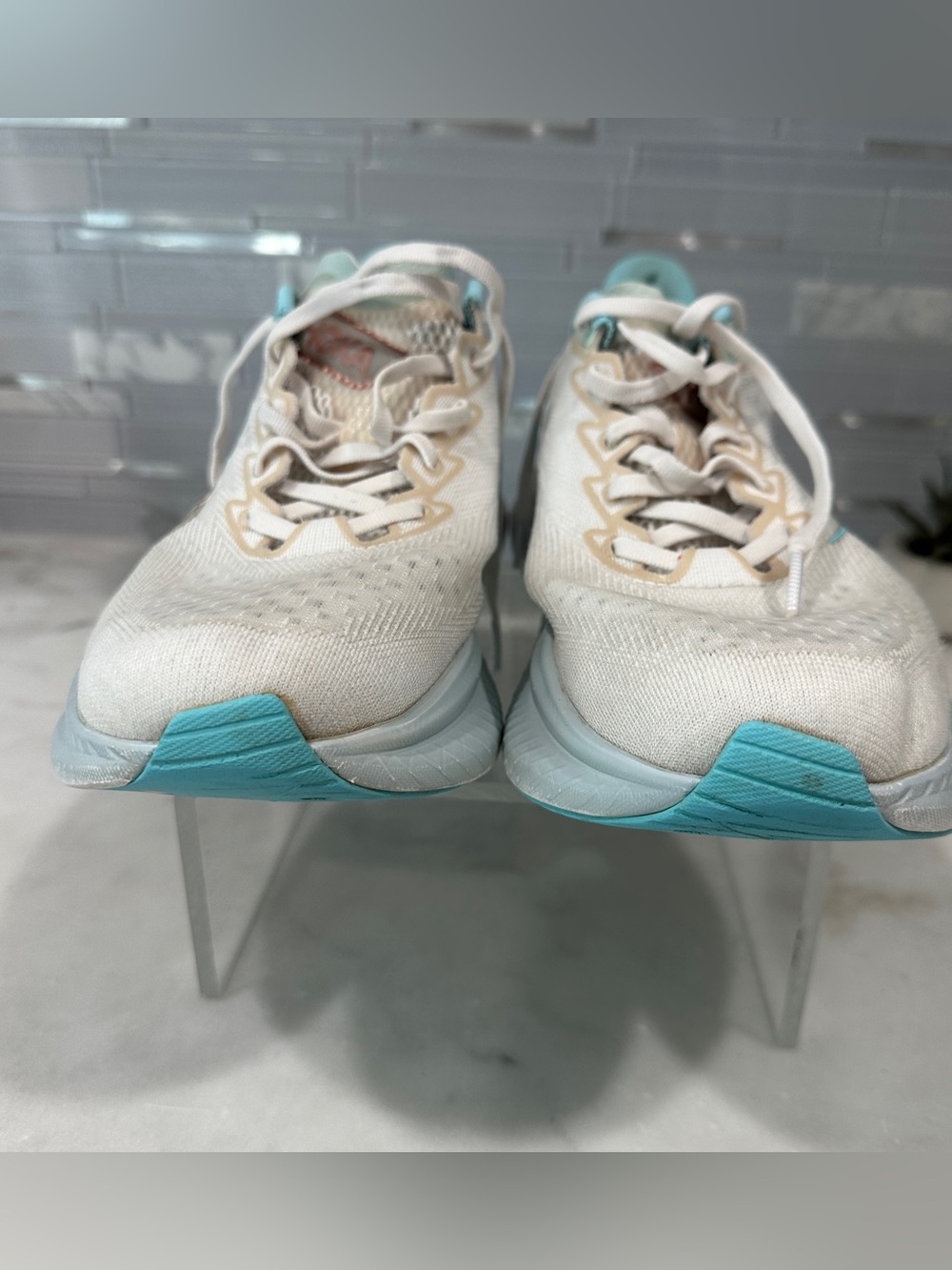 Hoka Women's Athletic Shoes in White and Teal Size 10B - Picture 3 of 8